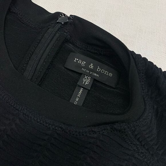 Rag & Bone Sz XS Textured Crew Neck Zip Back Sleeveless Shift Bodycon Mini Dress - Picture 3 of 7